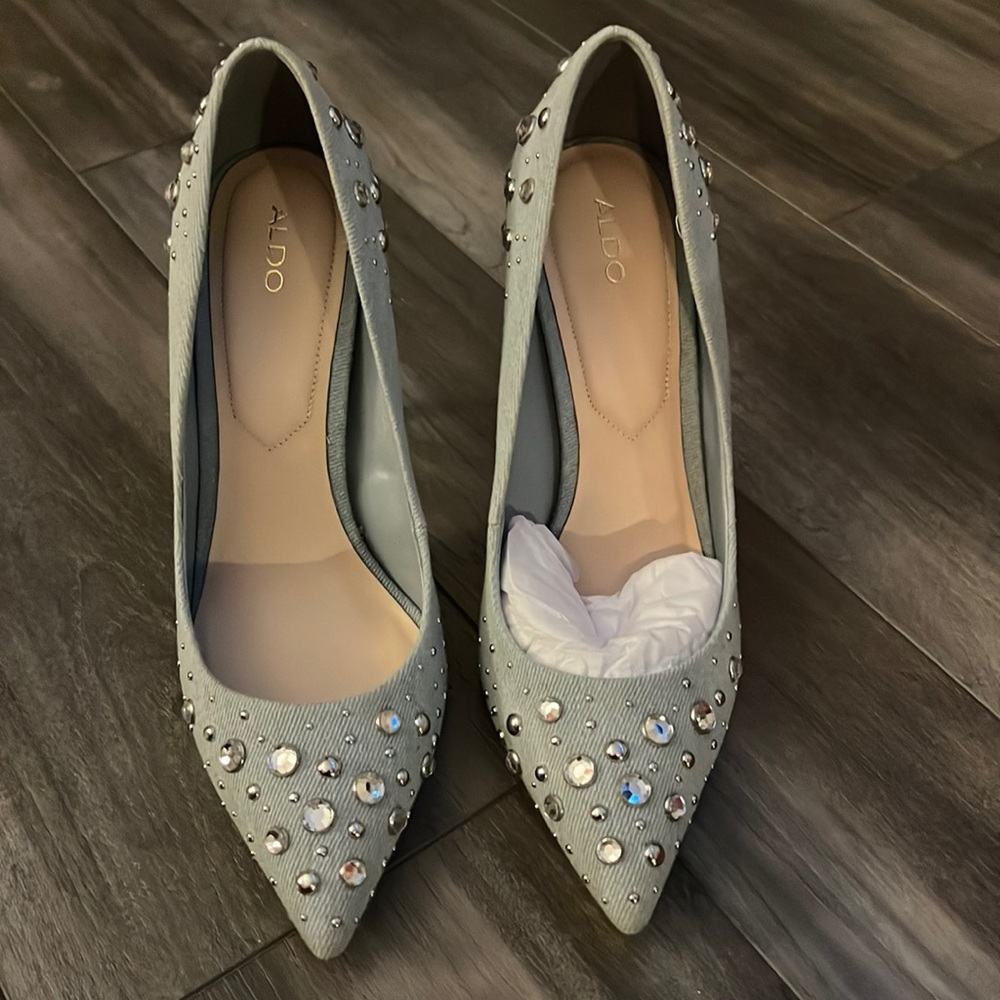 Aldo denim jeweled Kristensen pump